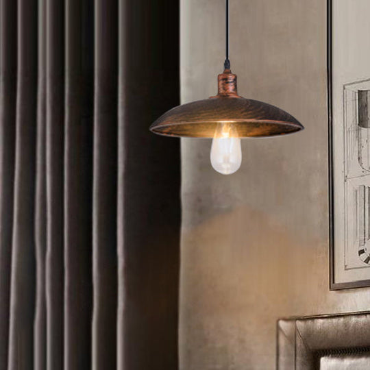 Rustic Style Hanging Ceiling Lamp with Adjustable Cord - Bronze, 12.5"/16" W