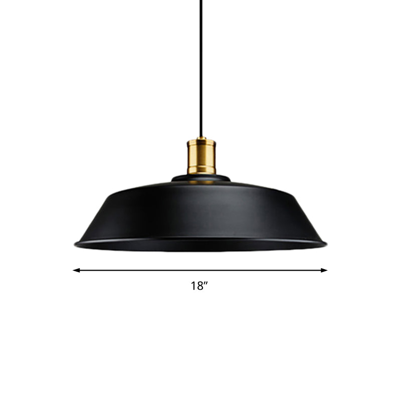 Retro Barn Living Room Pendant Light - Metallic 1-Light Black Finish Ceiling Lamp (10/14/18 Width)