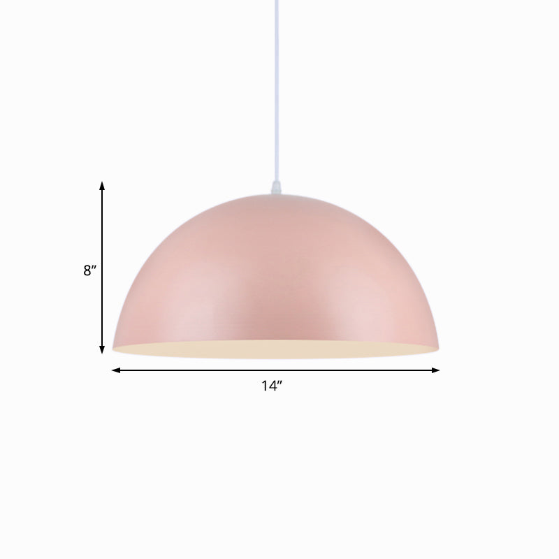 Nordic Style Bowl Pendant Light In Pink/Yellow For Living Room Décor