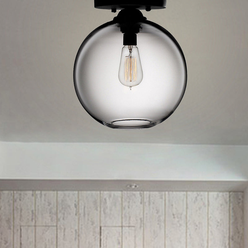 Contemporary Glass Orbit Ceiling Light Fixture - Red/Sky Blue/Amber/Dark Smoke/Coffee - 1 Head - Indoor Flush Mount