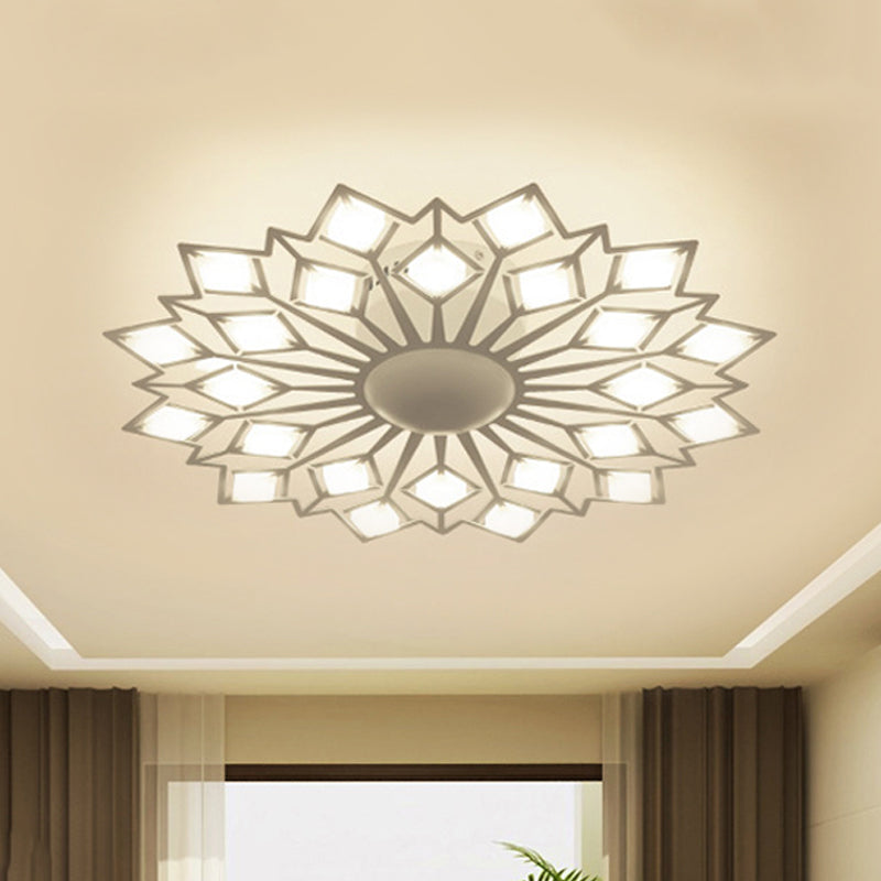 Plafonnier LED moderne à encastrer en métal noir et blanc à motif floral pour chambre à coucher