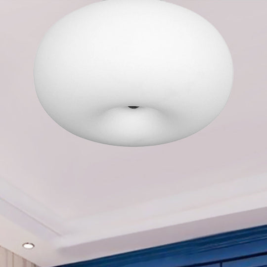 Modernist Ceiling Flush Mount Light with Glass Lampshade for Balcony - White, Obong - 3 Sizes Available