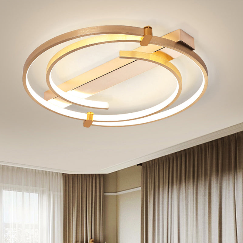 Minimalist Gold Flush Mount Ceiling Light Fixture - 18"/23.5" W Ring for Bedrooms