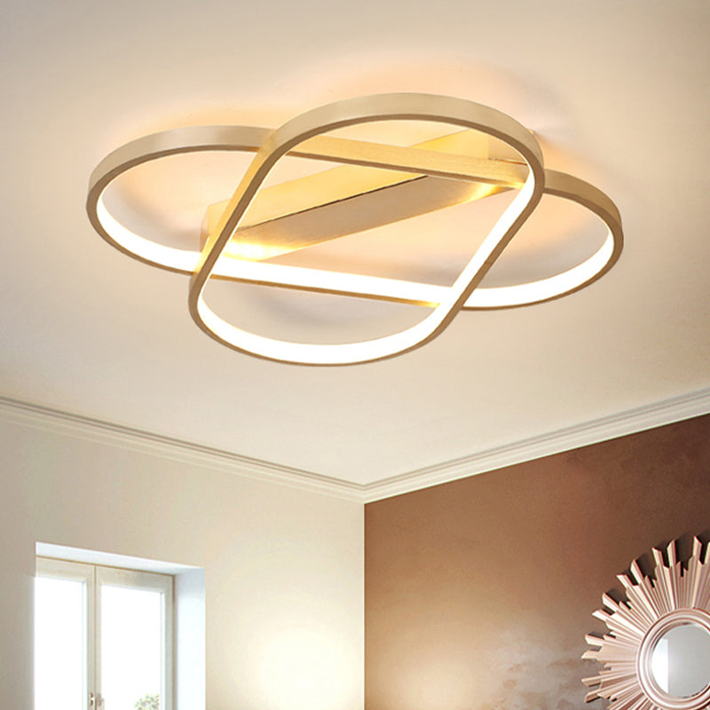 Contemporary Gold Oval LED Ceiling Light for Bedroom - Warm/White, 19.5"/23.5" Wide