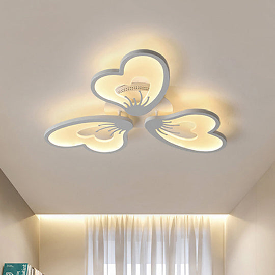 Simple Style Acrylic White Flower Flush Mount Light with LED for Bedroom Ceiling - Warm/White