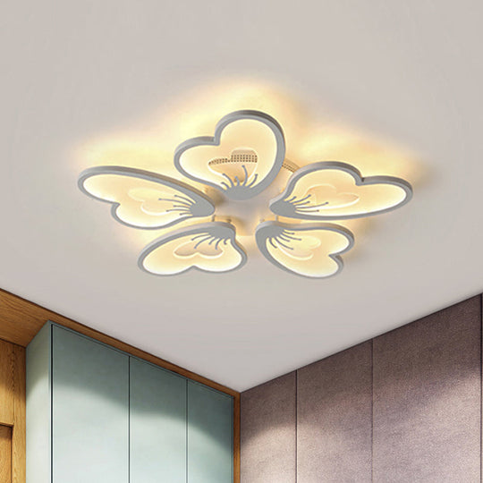 Simple Style Acrylic White Flower Flush Mount Light with LED for Bedroom Ceiling - Warm/White