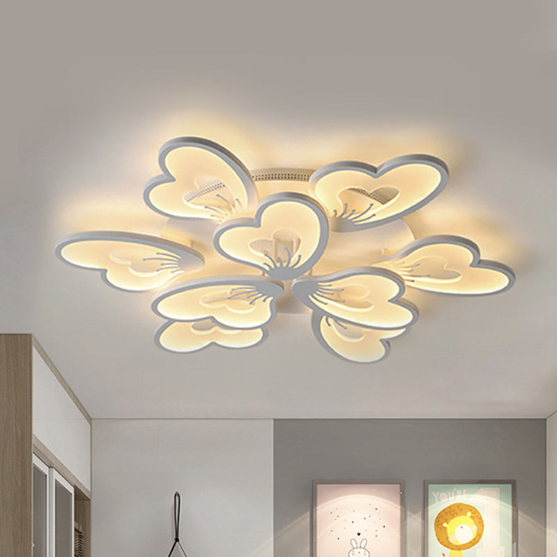 Modern Creative Petal Ceiling Flush Mount Acrylic White Integrated LED Living Room Light (9/12/15 Heads) in Warm/White