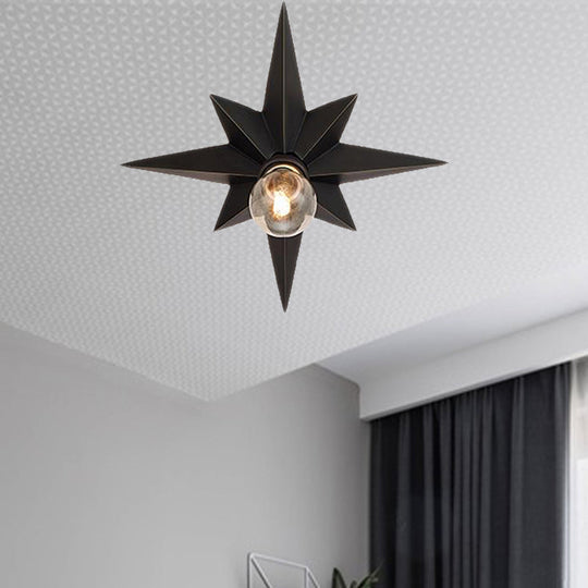 Contemporary Black/Bronze Anise Star Flush Ceiling Light - 1 Head Stairway Flush Mount Fixture