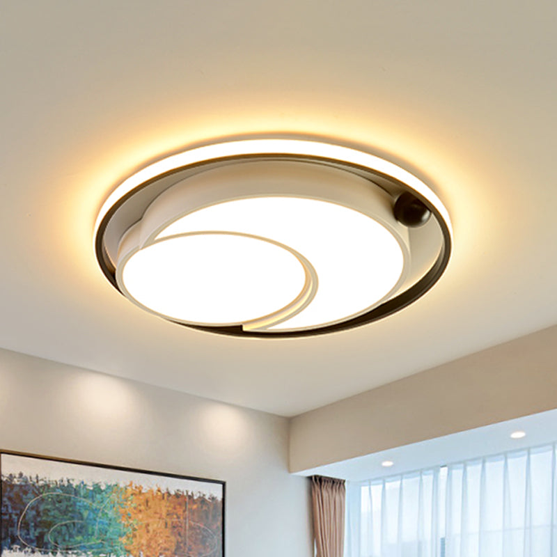Nordic Acrylic LED Ceiling Mounted Light for Bedroom - White/Black Flush Mount Ceiling Light, Warm/White Glow, 18"/21.5" Dia