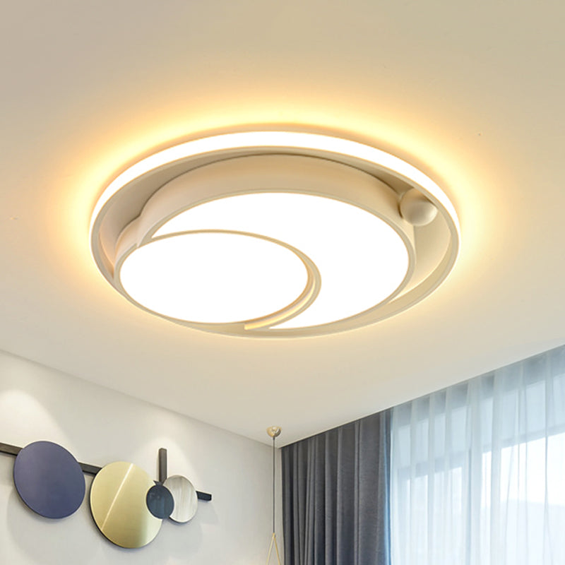 Nordic Acrylic LED Ceiling Mounted Light for Bedroom - White/Black Flush Mount Ceiling Light, Warm/White Glow, 18"/21.5" Dia
