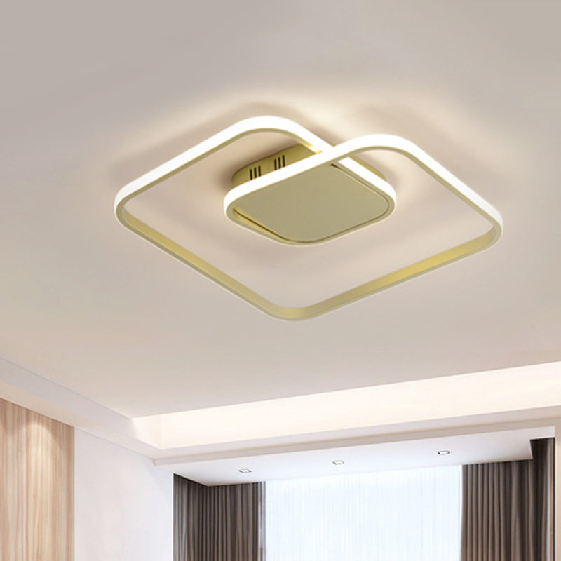 Modern LED Square Flush Ceiling Light in White/Black/Gold for Bedroom, Acrylic Design, Warm/White