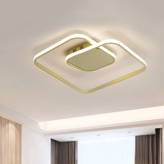 Modern LED Square Flush Ceiling Light in White/Black/Gold for Bedroom, Acrylic Design, Warm/White