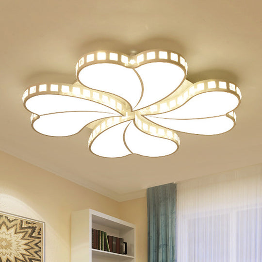 Contemporary Metal LED Ceiling Light - White Petal Flush Design for Living Room with Acrylic Shade - Wide Range (20.5"/24.5"/28")