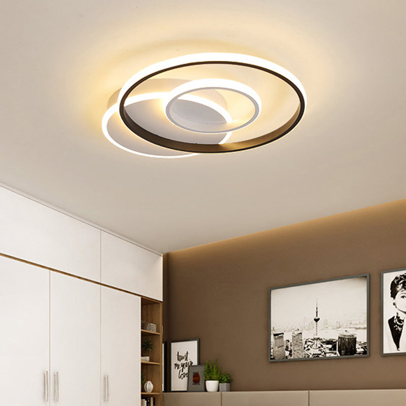Minimalist Black & White Ceiling Light with Integrated LED - Warm/White -Multiple Sizes