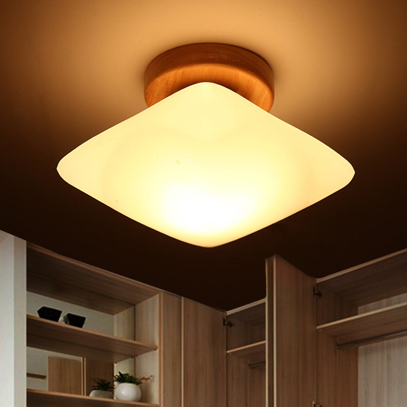 Frosted Glass Semi-Circle/Square Flush Ceiling Light - Modern 1-Light Flush Mount for Corridor