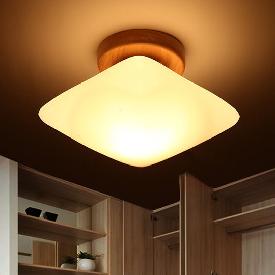 Frosted Glass Semi-Circle/Square Flush Ceiling Light - Modern 1-Light Flush Mount for Corridor