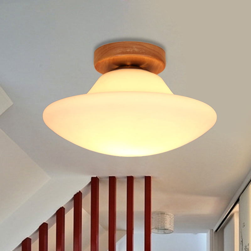 Frosted Glass Semi-Circle/Square Flush Ceiling Light - Modern 1-Light Flush Mount for Corridor