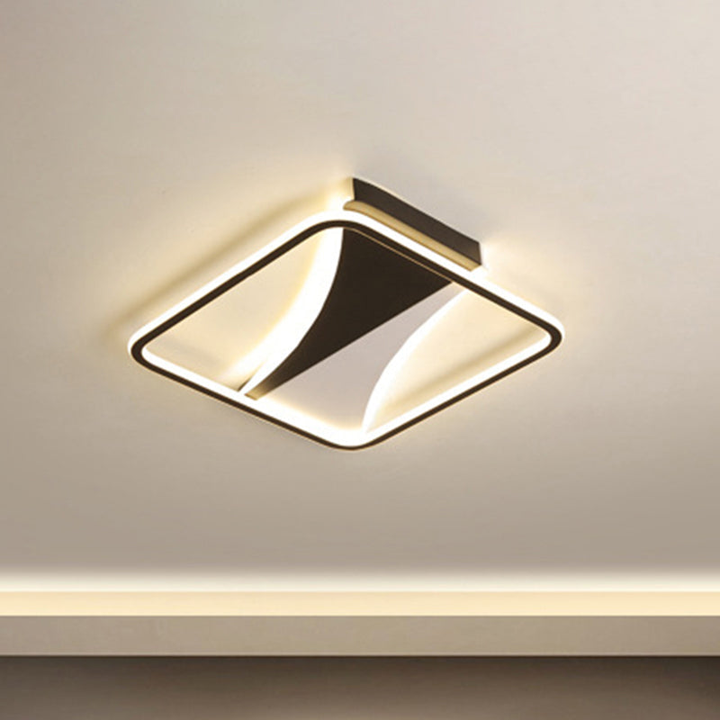 Modern Acrylic Flush Light for Bedroom - Square/Rectangular Ceiling Lighting in Black/White, Warm/White LED, 16"/19.5"/23.5" W