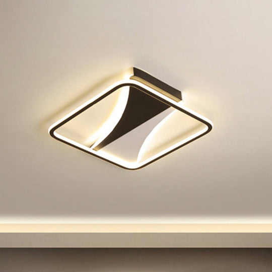 Modern Acrylic Flush Light for Bedroom - Square/Rectangular Ceiling Lighting in Black/White, Warm/White LED, 16"/19.5"/23.5" W