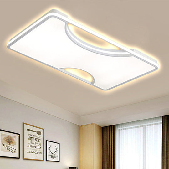 Modern Rectangular/Square Acrylic Flush Ceiling Light, LED Ceiling Lamp in Black/White, Warm/White (16"/19.5"/35.5" W)