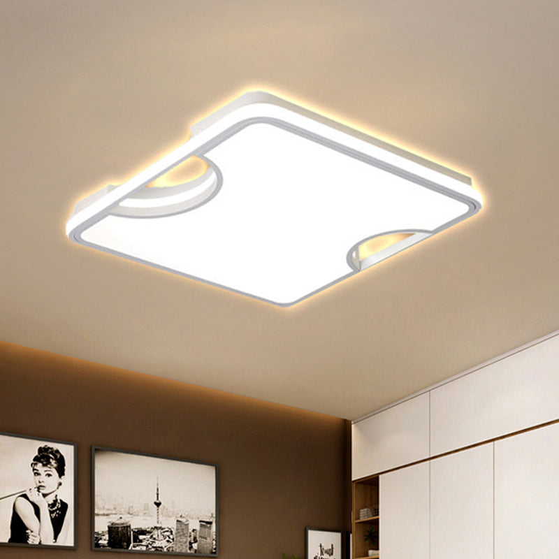 Modern Rectangular/Square Acrylic Flush Ceiling Light, LED Ceiling Lamp in Black/White, Warm/White (16"/19.5"/35.5" W)