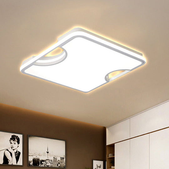 Modern Rectangular/Square Acrylic Flush Ceiling Light, LED Ceiling Lamp in Black/White, Warm/White (16"/19.5"/35.5" W)