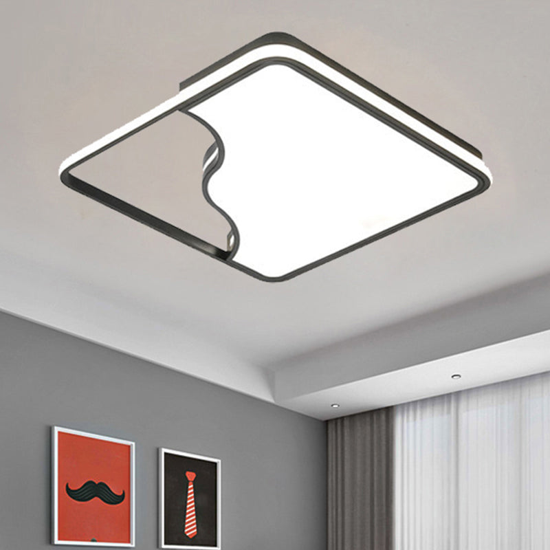 Modern LED Ceiling Light Fixture for Bedroom - Simple Acrylic Design - Black/White - 16"/19.5"/35.5" W - Warm/White