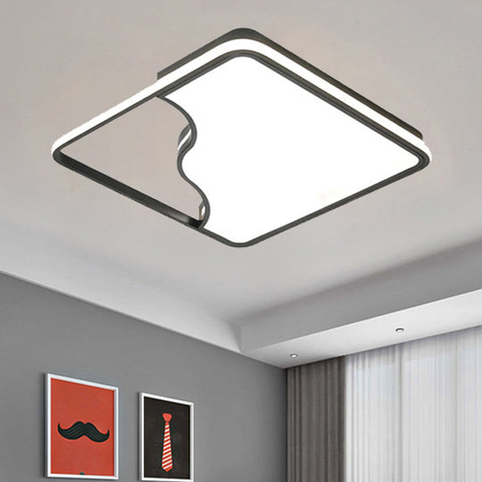 Modern LED Ceiling Light Fixture for Bedroom - Simple Acrylic Design - Black/White - 16"/19.5"/35.5" W - Warm/White