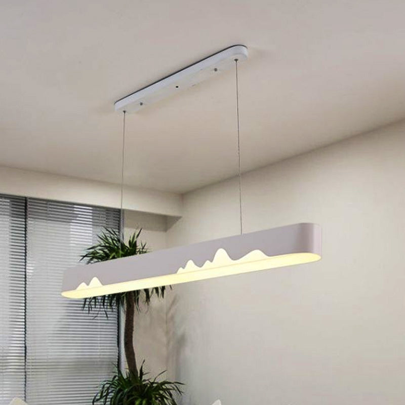 Modern LED Linear Chandelier - White/Black/Green - Rectangular Design - Hanging Ceiling Light in White/Warm Light - 35.5"/47" Wide