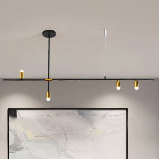 Modern Metal Rectilinear Chandelier Light: Black Ceiling Fixture (3/4/9 Lights)