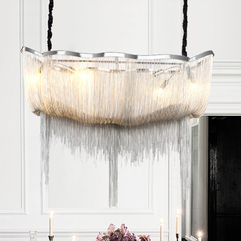 Tassel Empire Chandelier: Modern Nordic Style, 12-Light Metal Hanging Light Fixture in Gold/Silver
