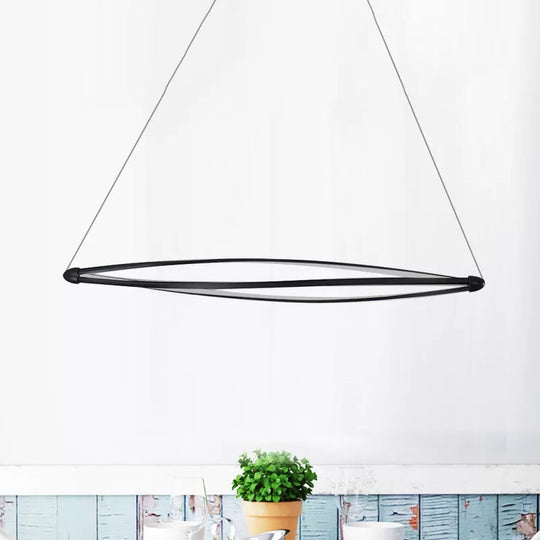 Modern Acrylic LED Spiral Hanging Lamp Kit, Black/White Ceiling Pendant in Warm/White/Natural Light