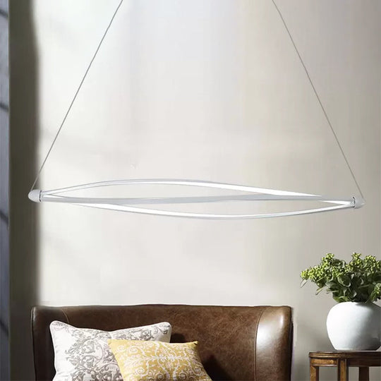 Modern Acrylic LED Spiral Hanging Lamp Kit, Black/White Ceiling Pendant in Warm/White/Natural Light