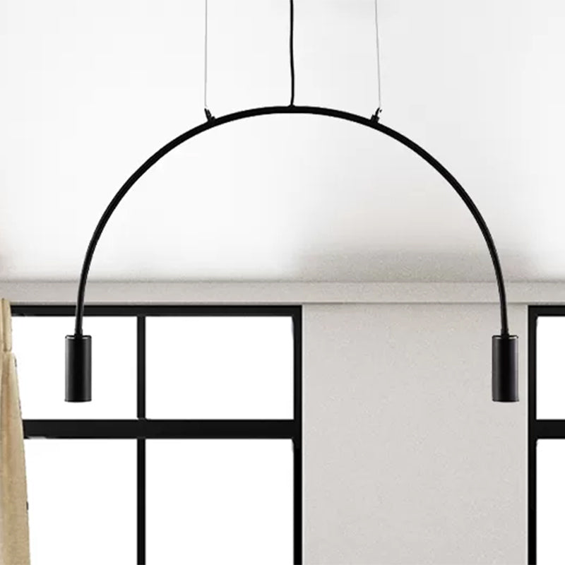 Arched Pendant Lighting with LED for Bar - Contemporary Black Metal, 2/3/5 Lights