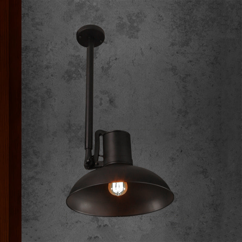 Retro Metal Pendant Light With Adjustable Shade In Matte Black