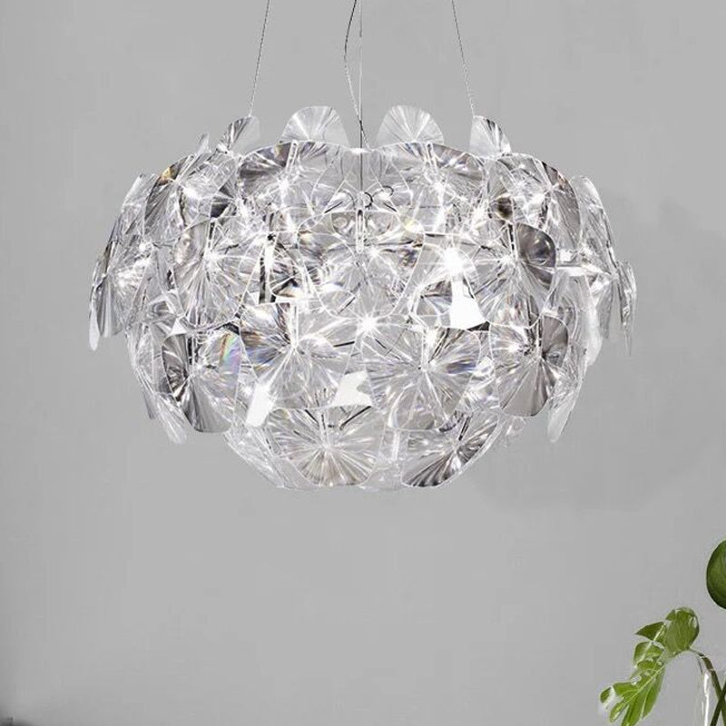 Modern Acrylic Globe Pendant Light - Clear Ceiling Lamp (24"/28.5"/43" Wide)