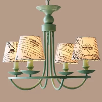 Tapered Green Metal Pendant Light Nordic Style Hanging For Kindergarten