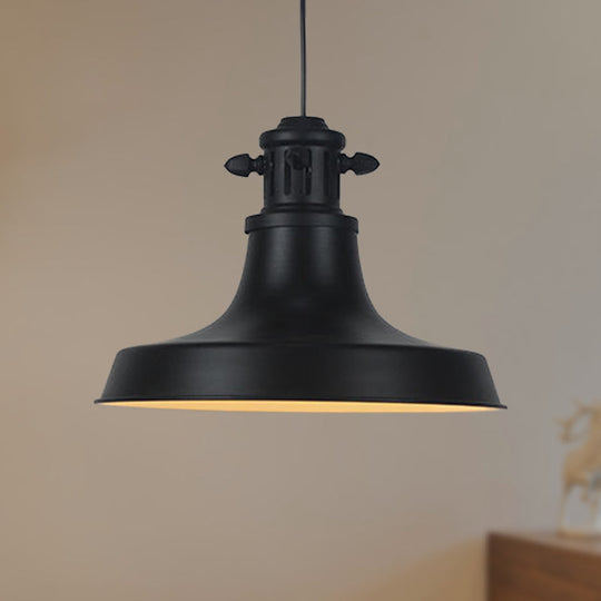 Lampe suspendue de style rétro avec abat-jour en grange et finition en métal noir - Idéal pour les restaurants