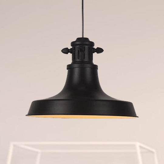 Lampe suspendue de style rétro avec abat-jour en grange et finition en métal noir - Idéal pour les restaurants