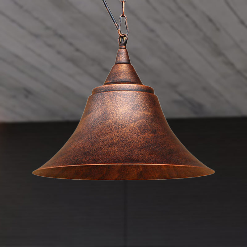Wrought Iron Rustic Bell Pendant Light With Farmhouse Chic Style For Restaurants And Homes Rust