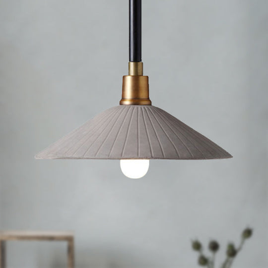 Industrial Style Conic Suspension Pendant Light with Adjustable Hanging Cord - Grey