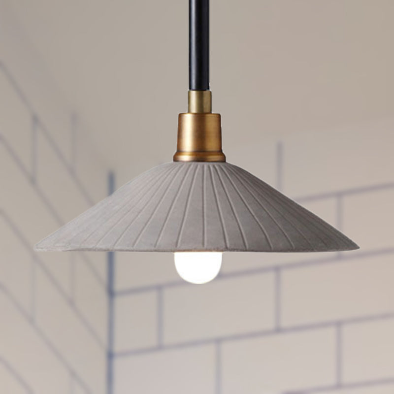 Industrial Style Concrete Conic Pendant Lamp With Adjustable Cord - Grey