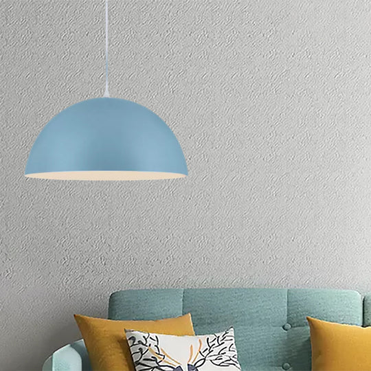 Nordic Style 1-Light Aluminum Bowl Pendant in Pink/Yellow for Living Room