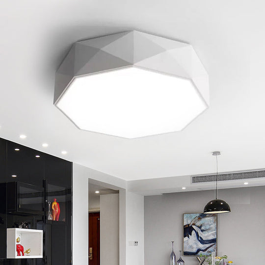 Modern LED Metal Flush Mount Lighting with Concave/Convex Shape - White/Black Flush Ceiling Mount, 16"/19.5"/23.5" Wide