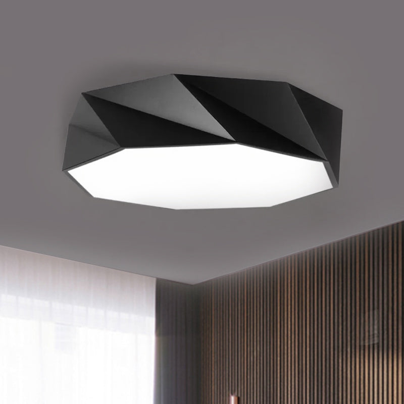 Modern LED Metal Flush Mount Lighting with Concave/Convex Shape - White/Black Flush Ceiling Mount, 16"/19.5"/23.5" Wide