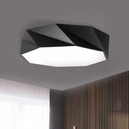 Modern LED Metal Flush Mount Lighting with Concave/Convex Shape - White/Black Flush Ceiling Mount, 16"/19.5"/23.5" Wide