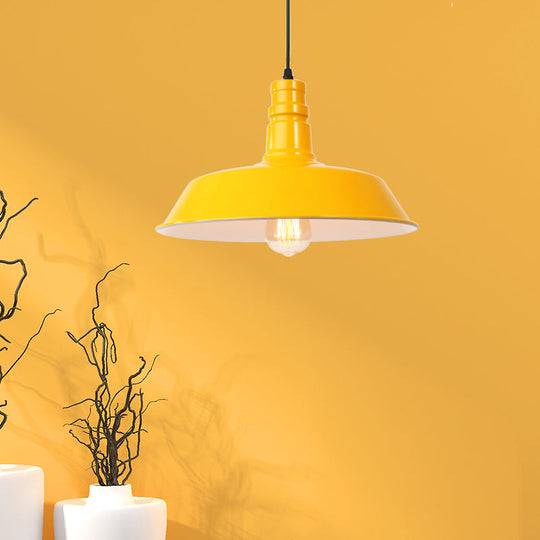 Retro Metal Barn Shade Hanging Lamp - Pink/Yellow 10/14/18 Diameter