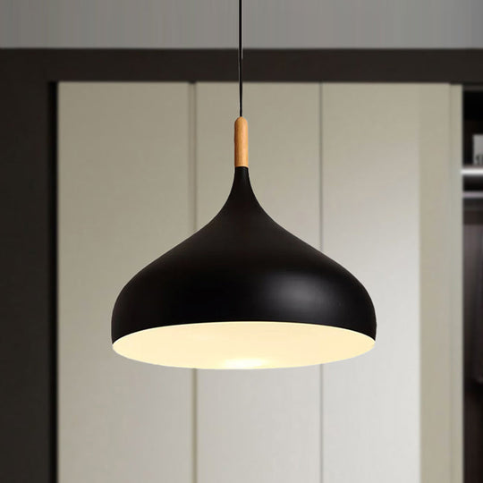 Dome Metallic Pendant Ceiling Lamp - Elegant 1 Head Hanging Light For Dining Room 12.5 Or 16.5 Width