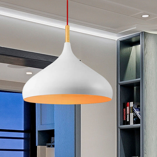 Lampe suspendue en forme de dôme métallique - Style simple, 1 tête, noir/blanc - Idéale pour les salles à manger - Disponible en largeur de 12,5" et 16,5"