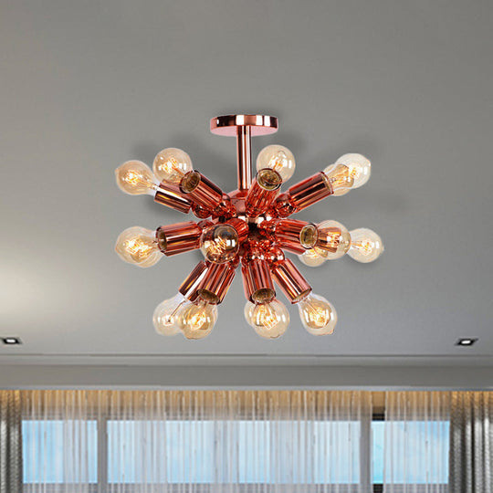 Vintage Copper Finish 6/9 Lights Starburst Semi Flush Ceiling Light For Bedroom 15 /